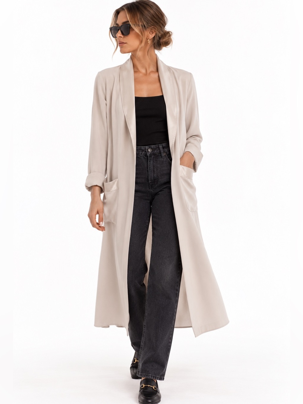 Wilfred Cream Long Coat | Women’s Minimalist Duster Jacket Aritzia XS